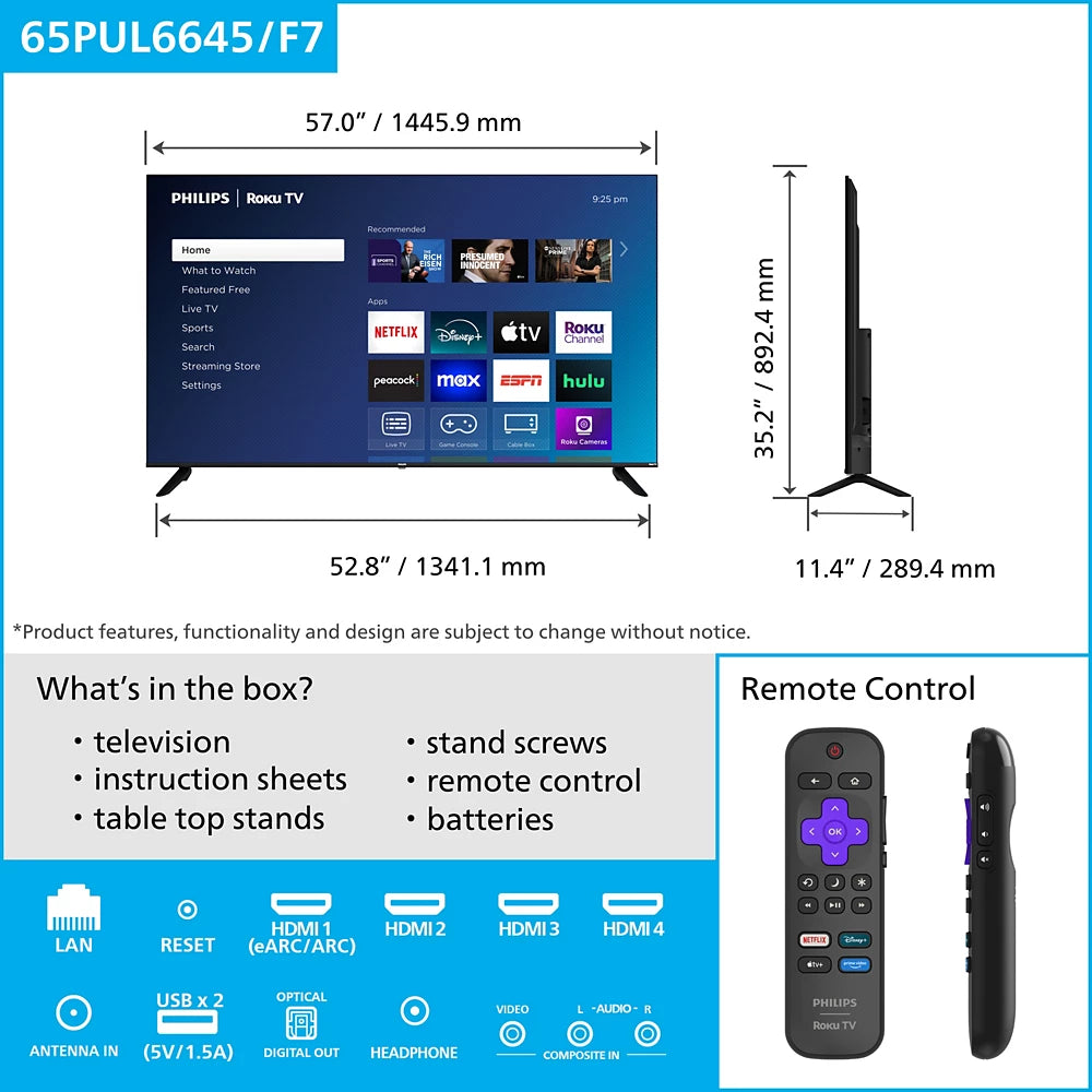 Roku 6000 series 4K Ultra HD LED Roku TV (65PUL6645/F7)