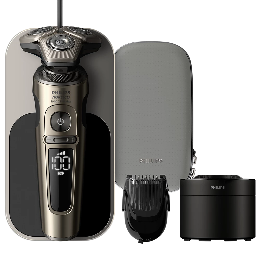 Norelco Shaver S9000 Prestige Wet &amp; Dry Electric shaver with SenseIQ (SP9883/83)