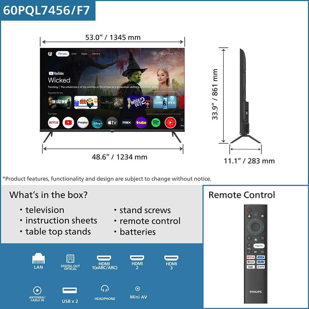 QLED+ Series 7000 series 4K UHD QLED+ Google TV (60PQL7456/F7)