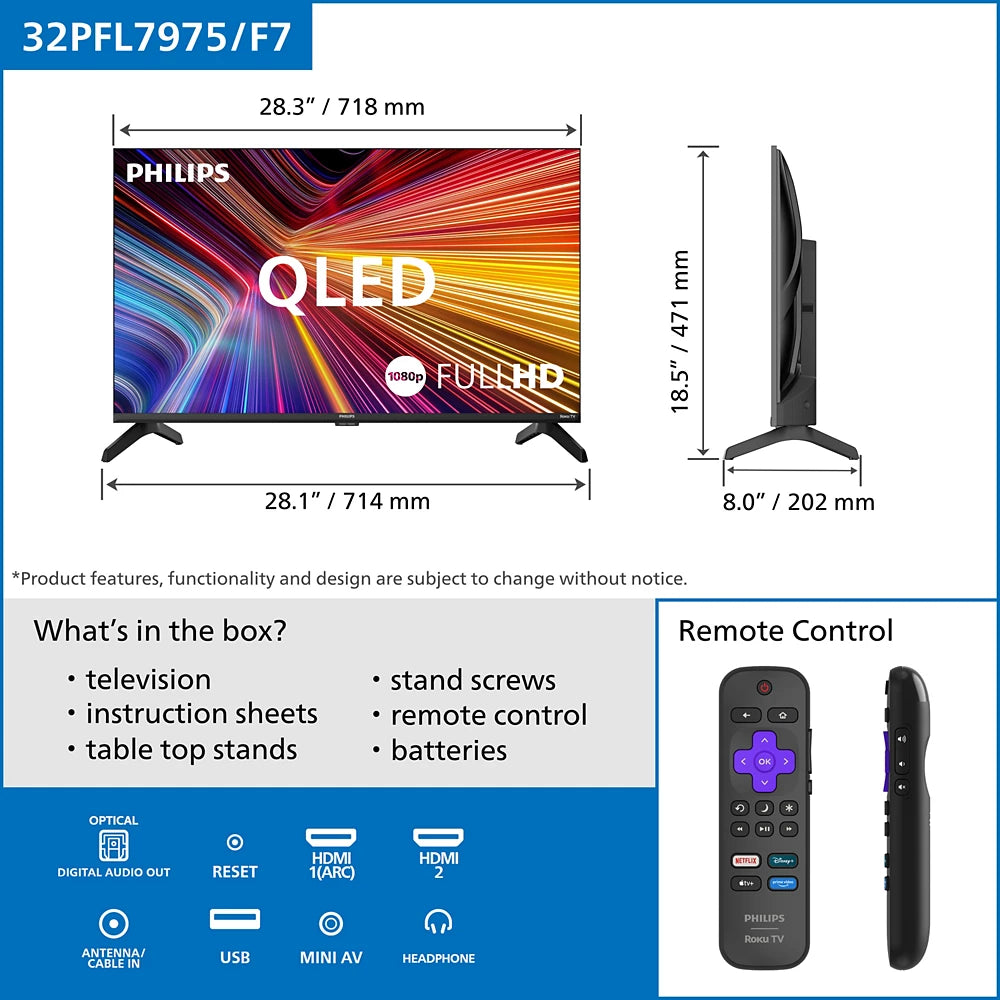 Roku QLED 7900 Series FHD QLED Roku TV (32PFL7975/F7)
